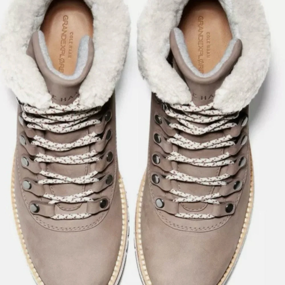 Cole Haan Waterproof Zerogrand Explorer Hiker Boots Womens Sz 9 - Taupe Nubuck - Picture 2 of 10